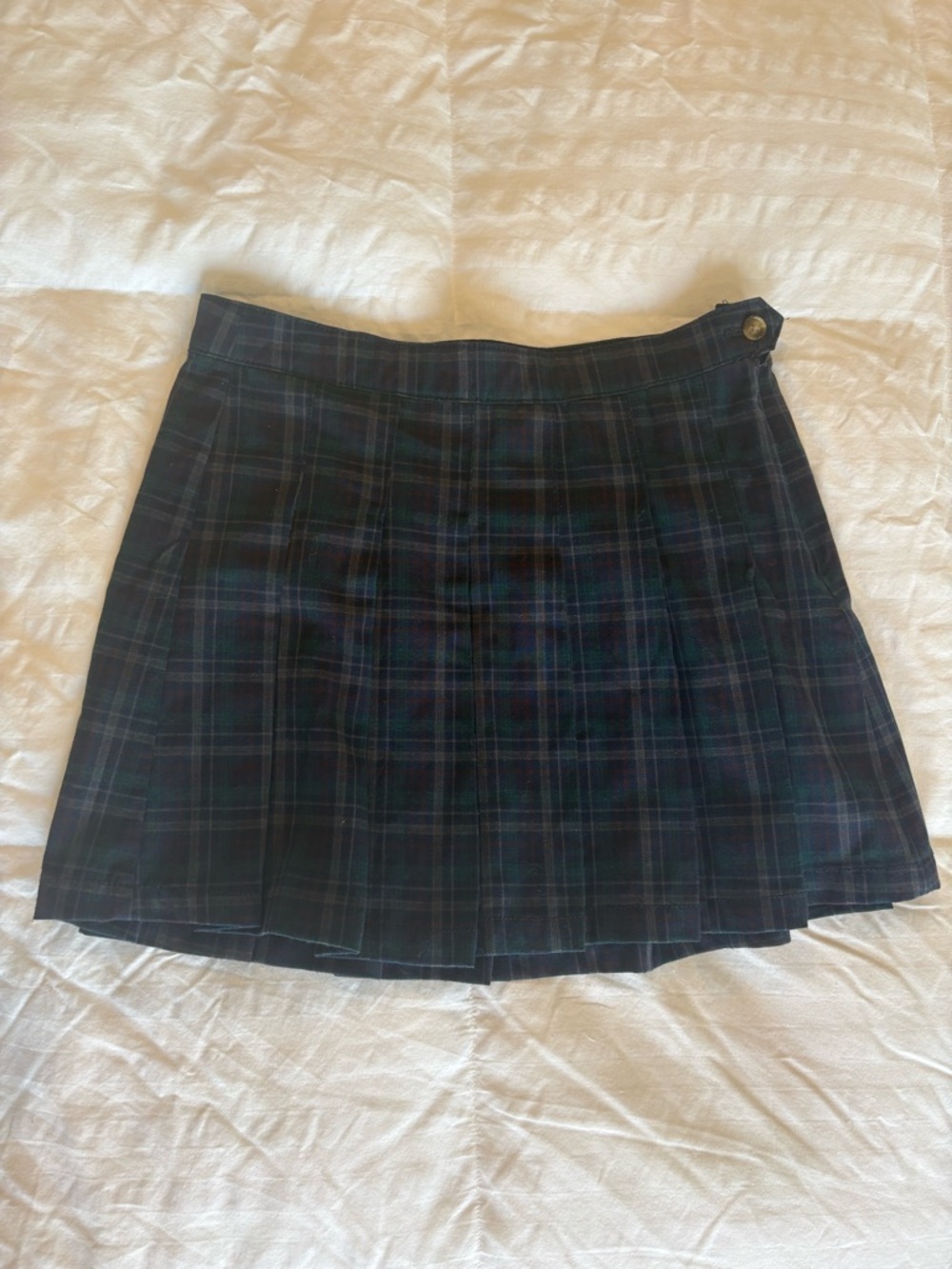 American Eagle Outfitters Pleated Plaid Mini Skirt - Navy/Green Size 10